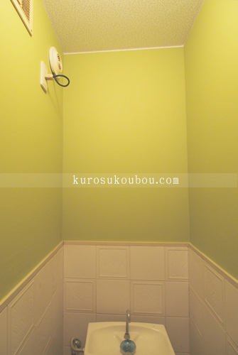 緑のクロスでトイレの張替え 壁紙のトキワ 施工例クロス工房古川